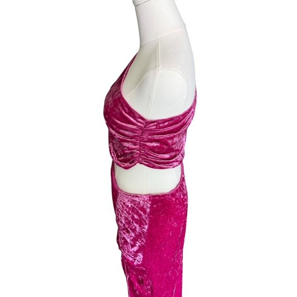 SAYLOR - Niamh Asymmetric One Shoulder Stretch Velvet Dress Sz M - Picture 6 of 10